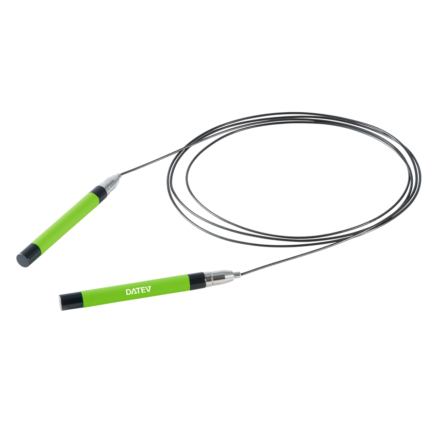 Schwarzes Profisportseil mit grünen Griffen und DATEV-Logo