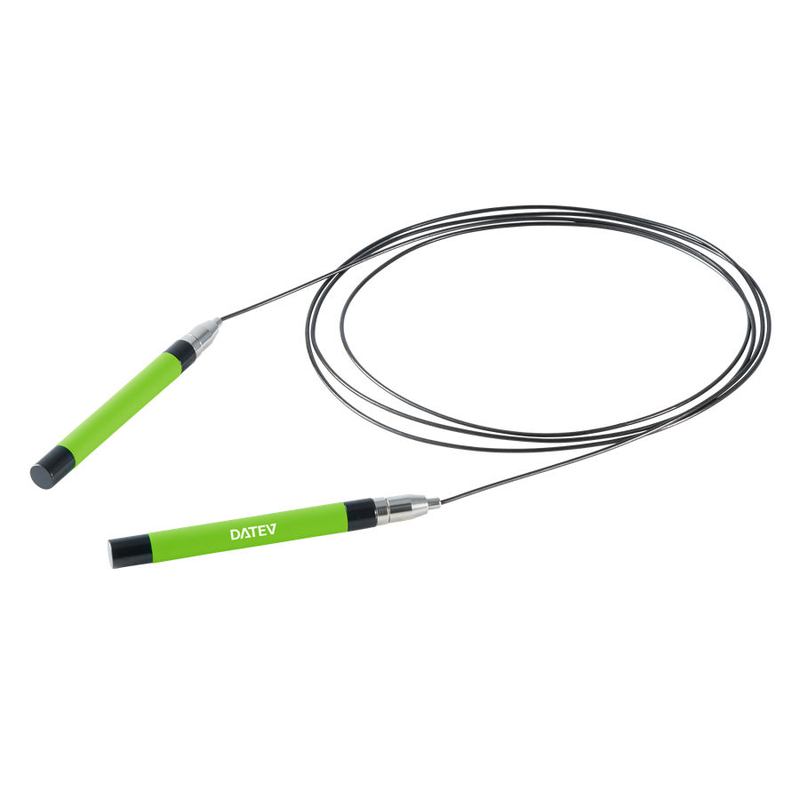 Schwarzes Profisportseil mit grünen Griffen und DATEV-Logo