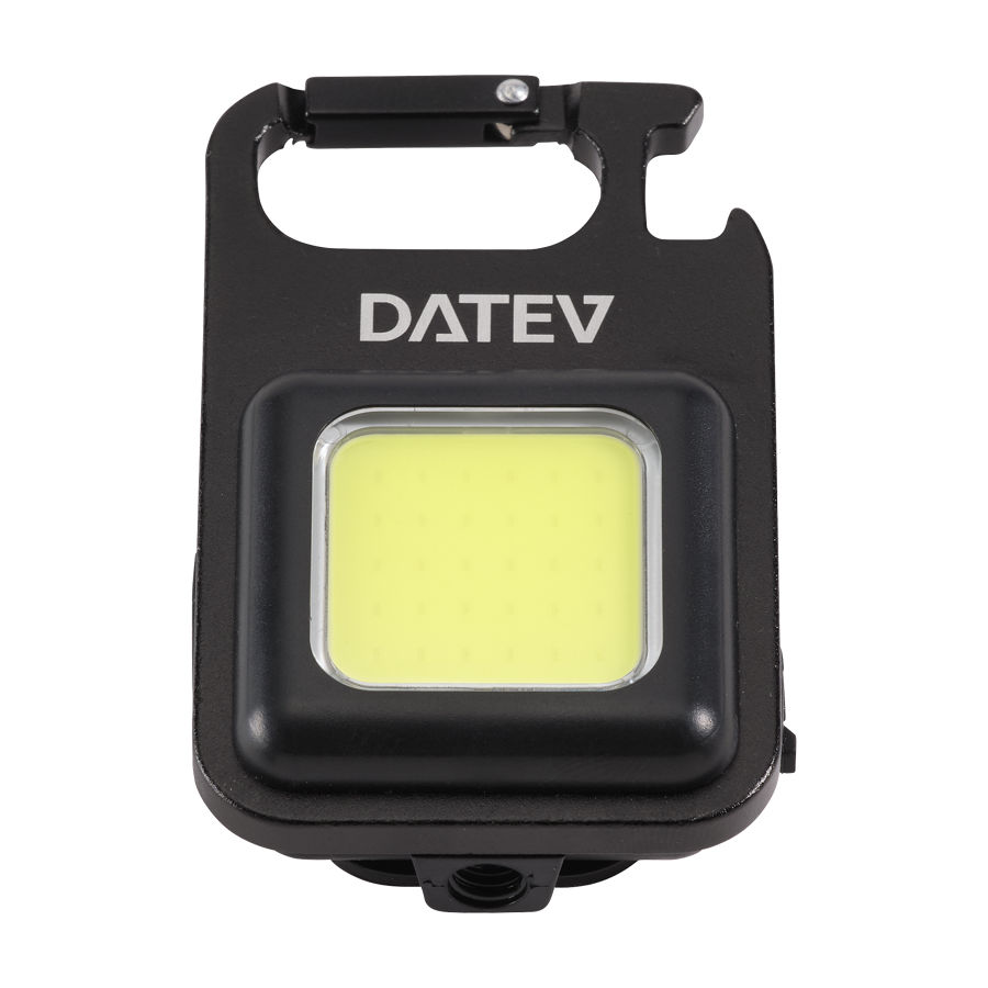 Schwarze Multifunktionsleuchte mit DATEV-Logo