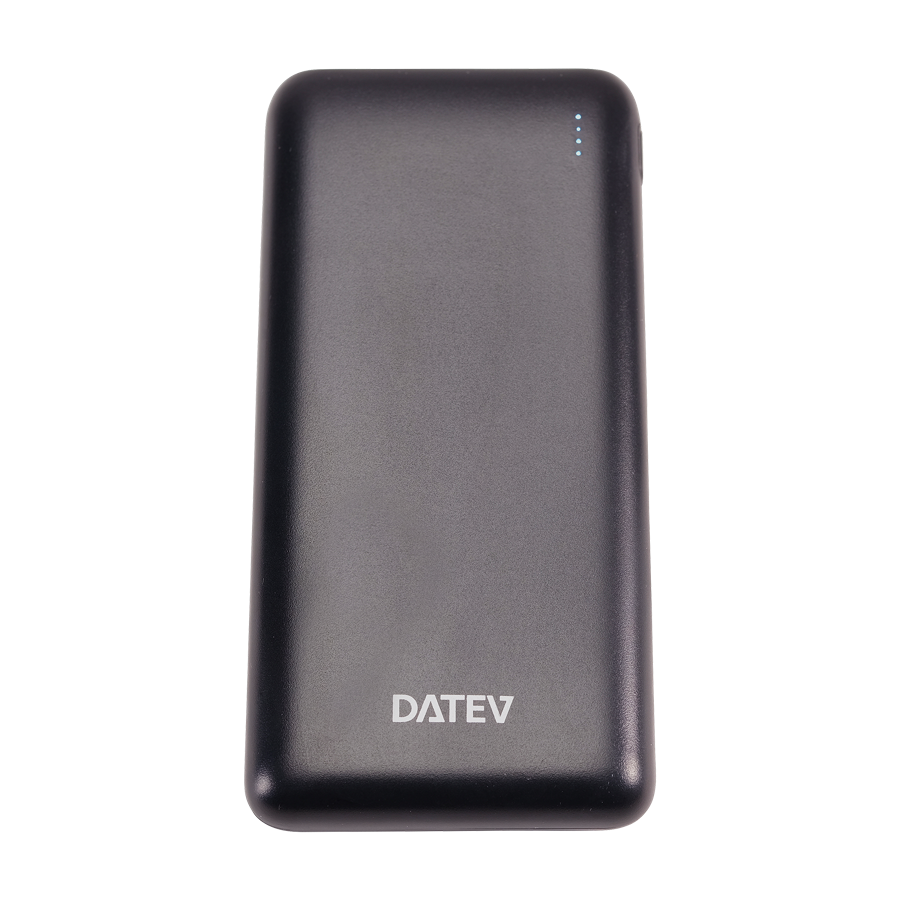Schwarze Powerbank mit DATEV-Logo
