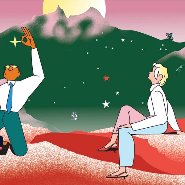 Illustration Menschen in Bergwelt