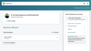 Interessentensicht: Onboarding-Modul Dashboard für Interessenten