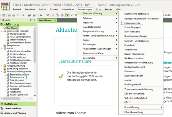 Screen Frühwarnservice