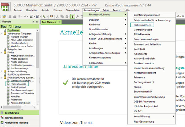 Screen Frühwarnservice