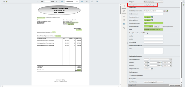 Screenshot DATEV Belege online Kennzeichnung Rechnungsart