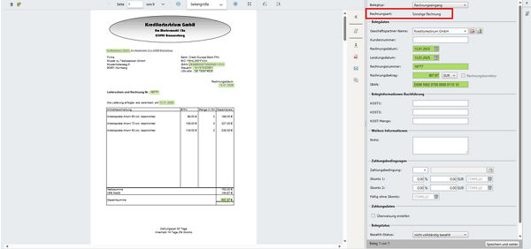 Screenshot DATEV Belege online Kennzeichnung Rechnungsart