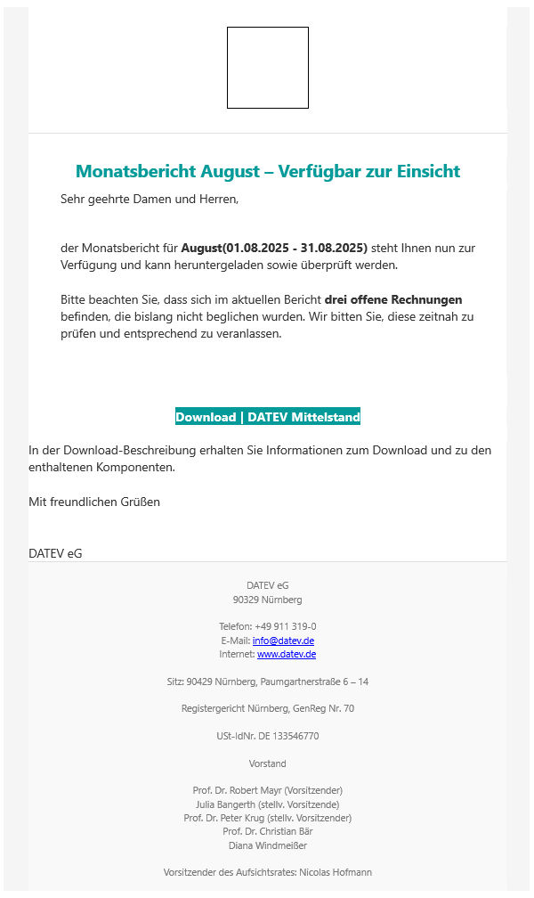 Betrugsversuch mit einer gefälschten &#34;Rechnung&#34; im Anhang und einem gefälschten Download