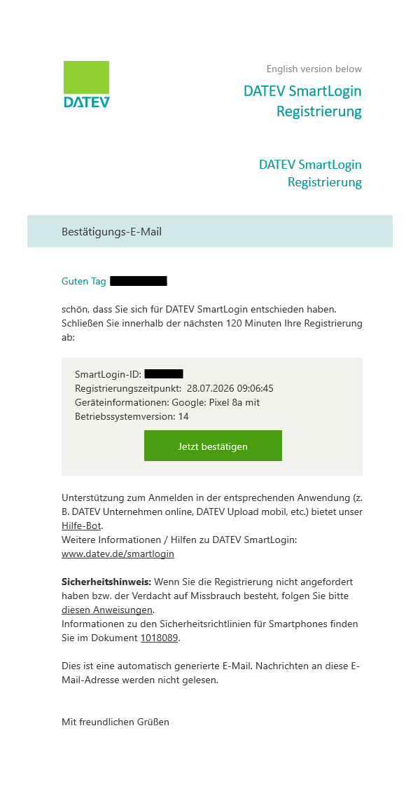 Betrugsversuch DATEV SmartLogIn