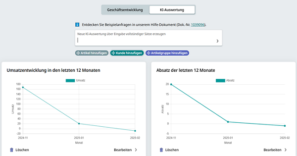 Screenshot DATEV Auftragswesen next: KI-Auswertungen