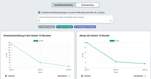 Screenshot DATEV Auftragswesen next: KI-Auswertungen