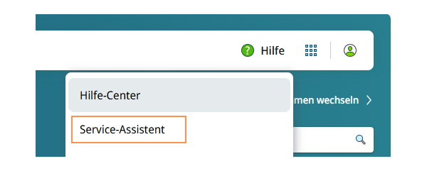 Screenshot Aufruf DATEV Service-Assistent in DATEV Unternehmen online und DATEV Auftragswesen next