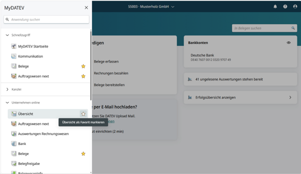 Screenshot Favoriten