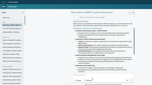Der Screenshot zeigt die Zusammenfassung der Funktionen von DATEV Copilot. 