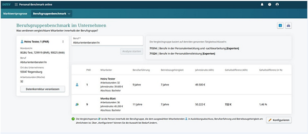 Screenshot Programmlösung ​DATEV Personal-Benchmark online