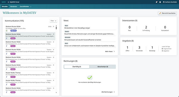 Mandantenübersicht - MyDATEV Kanzlei