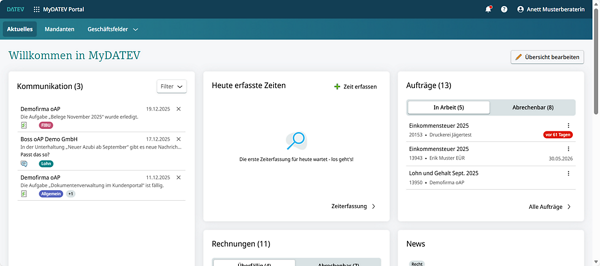 Mandantenübersicht - MyDATEV Kanzlei
