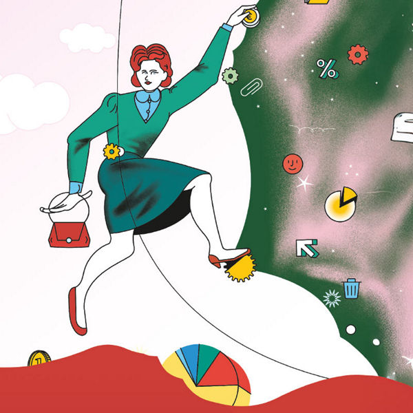 Illustration Steuerberaterin erklimmt Berg