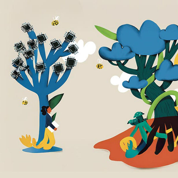 Illustration Bäume mit Chipsatz