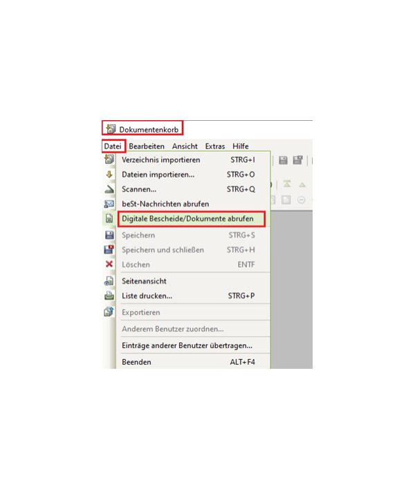 Digitale Bescheide - Dokumentenkorb
