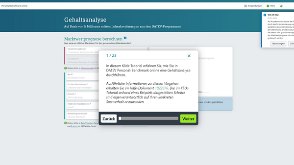 Screen - Klick-Tutorial Gehaltsanalyse