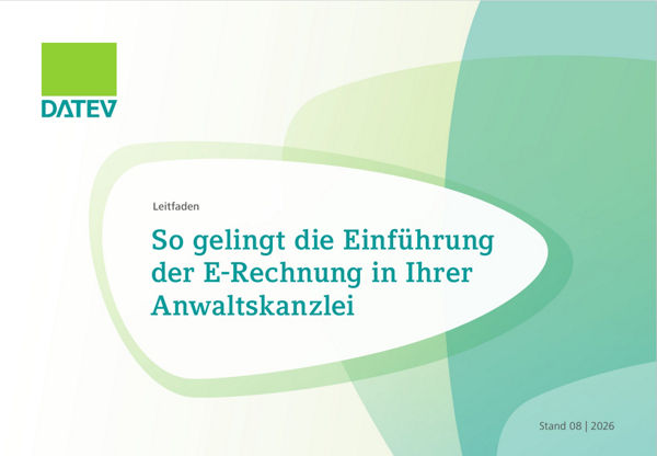 Deckblatt für den Leitfaden für Anwaltskanzleien zur E-Rechnung