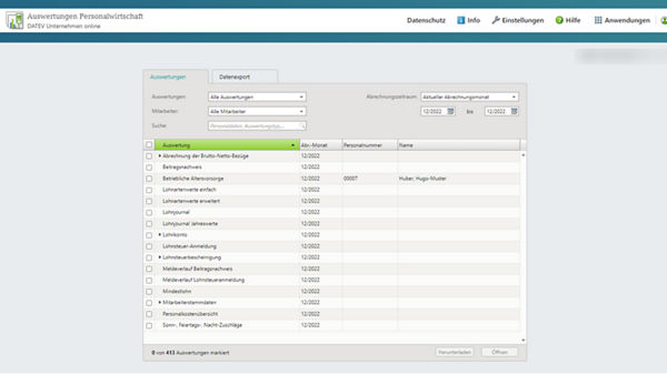 Screenshot - Mandantenauswertungen