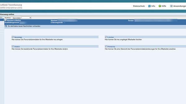 Screenshot - Lohnvorerfassung online