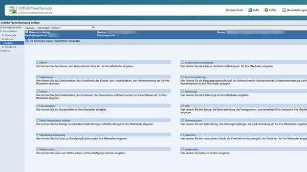 Screenshot - Lohnvorerfassung online