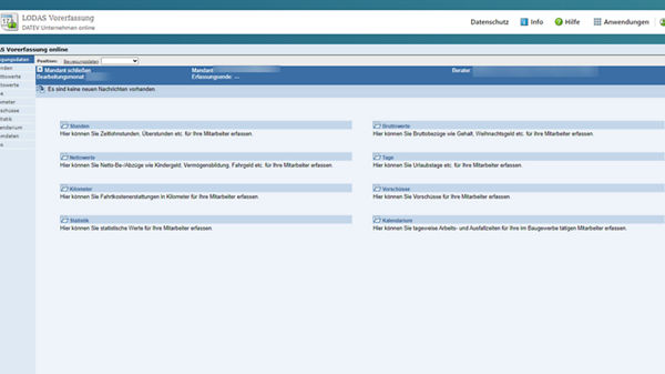 Screenshot - Lohn Vorerfassung online