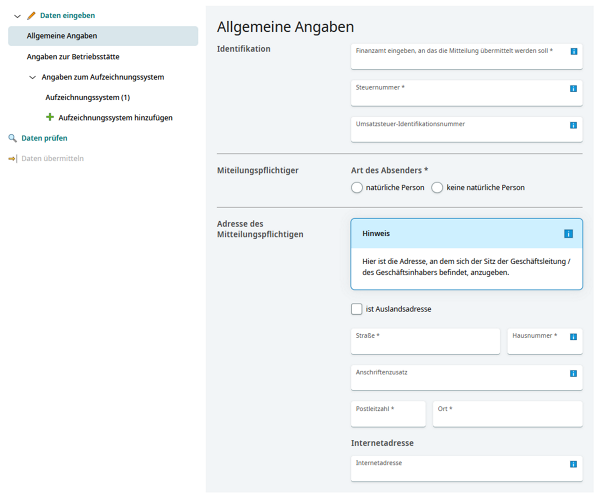 Allgemeine Angaben zum Steuerpflichtigen