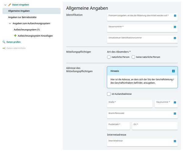 Allgemeine Angaben zum Steuerpflichtigen