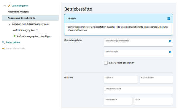 Angaben zur Betriebsstätte