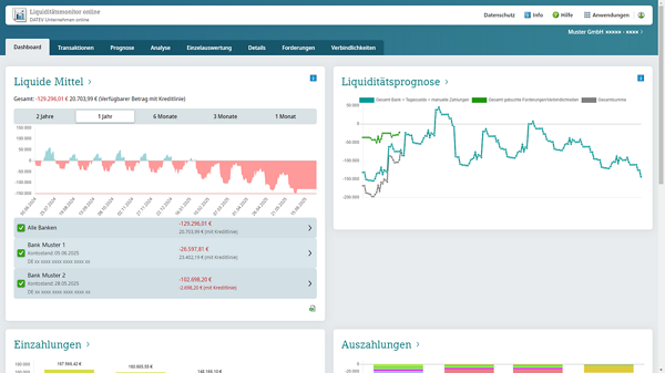 Screenshot zur Anwendung Liquiditätsmotor online