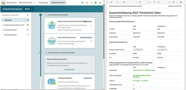 Screenshot - Meine Steuern 