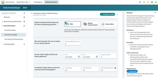 Screenshot - Meine Steuern 