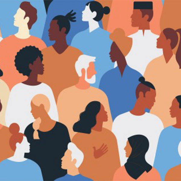 Bunt gemalte Menschenmenge