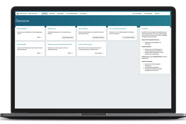 Einstiegsseite von DATEV Personal aus Mandantensicht
