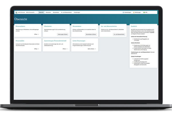 Einstiegsseite von DATEV Personal aus Mandantensicht