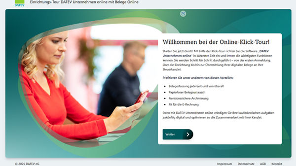 Startbildschirm Online Klick Tour - Unternehmen online